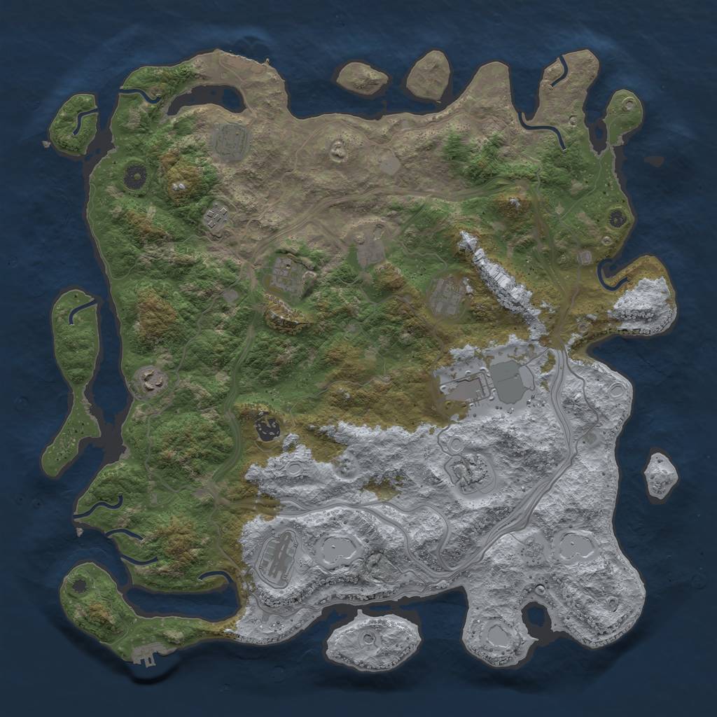 Rust Map: Procedural Map, Size: 4500, Seed: 275418094, 19 Monuments