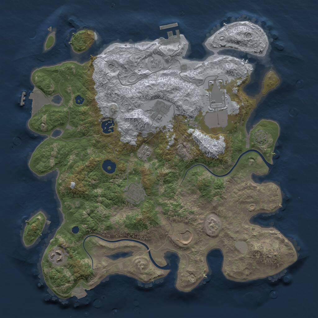 Rust Map: Procedural Map, Size: 3500, Seed: 118996, 13 Monuments