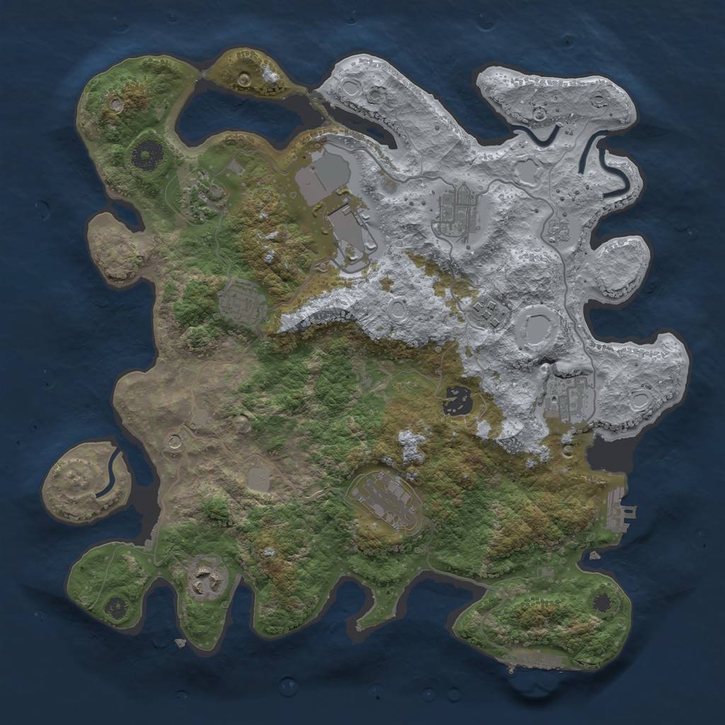 Rust Map: Procedural Map, Size: 3500, Seed: 117000, 18 Monuments