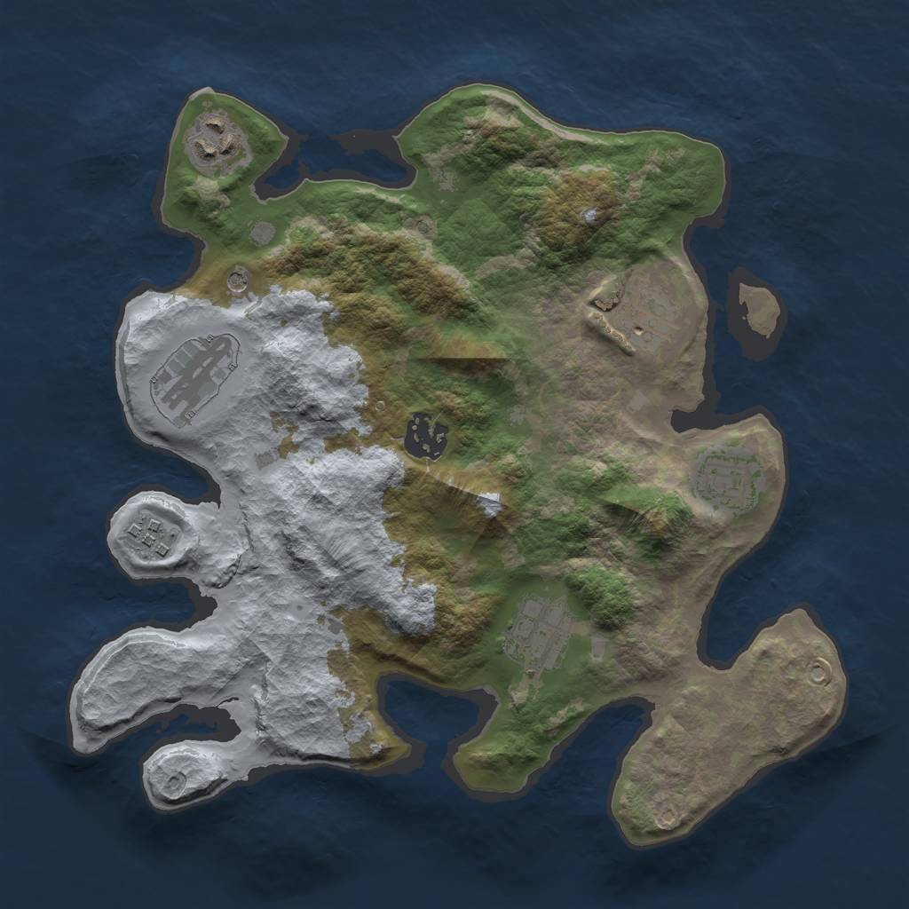 Rust Map: Barren, Size: 3000, Seed: 449017347, 10 Monuments
