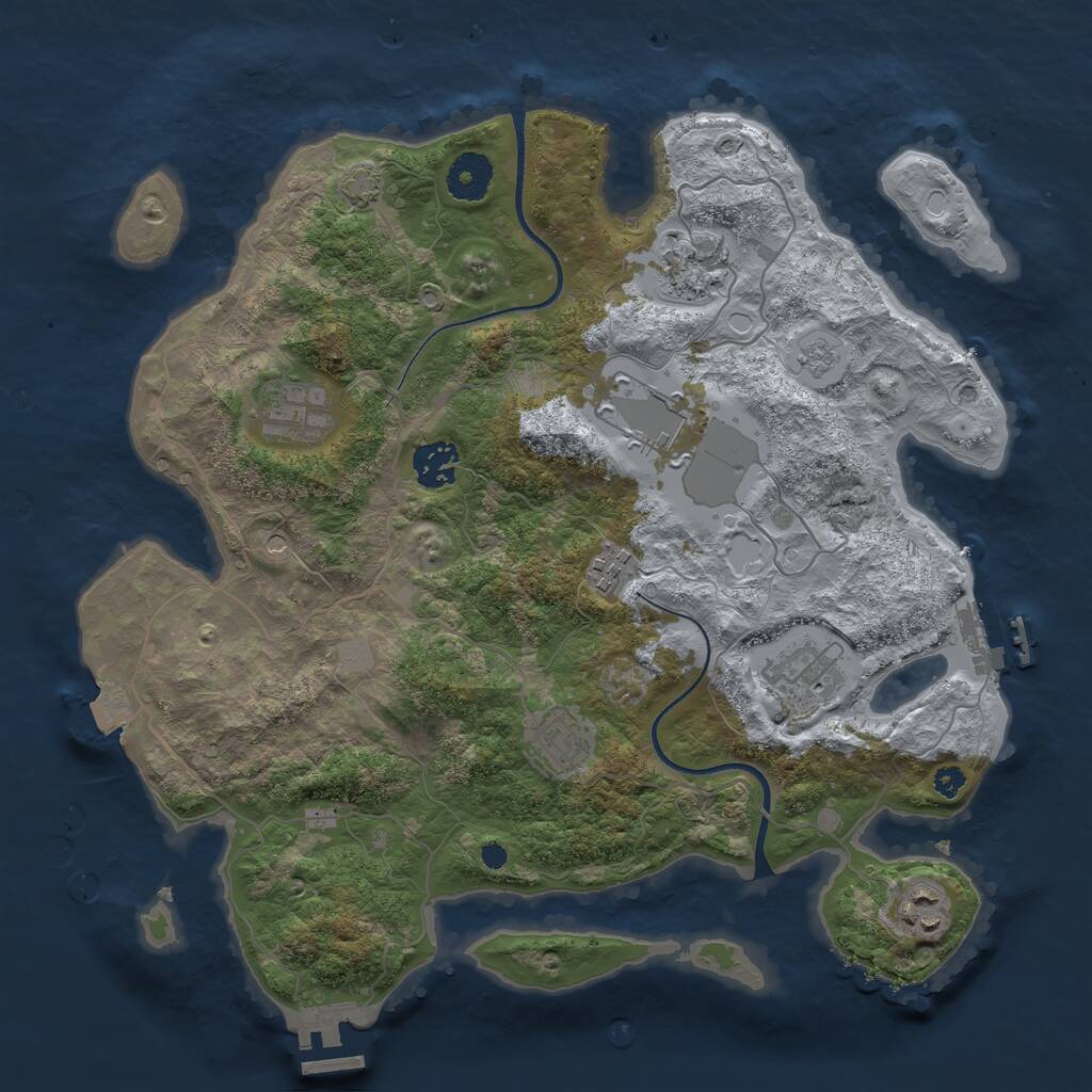 Rust Map: Procedural Map, Size: 3500, Seed: 124565, 14 Monuments