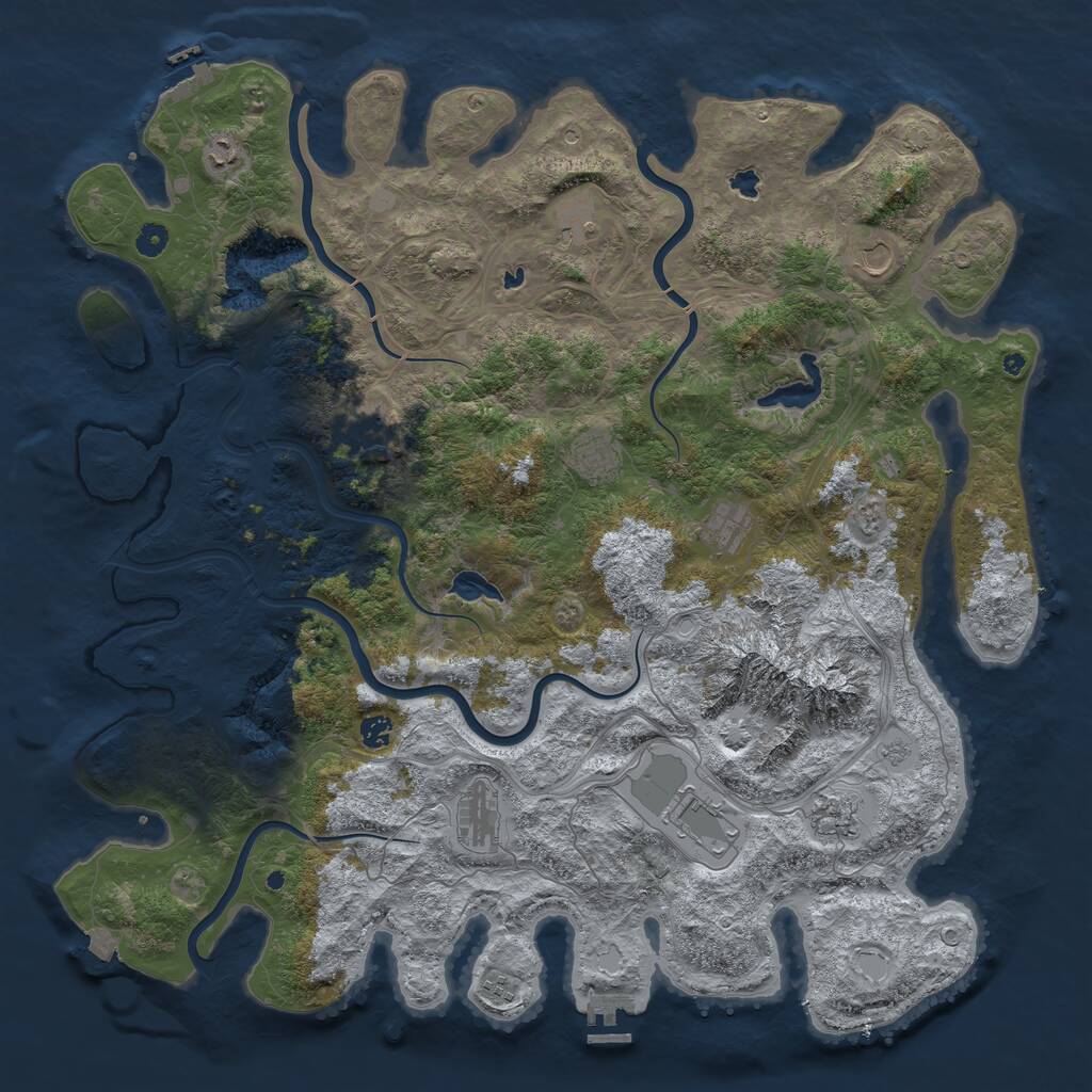 Rust Map: Procedural Map, Size: 5000, Seed: 784958300, 17 Monuments