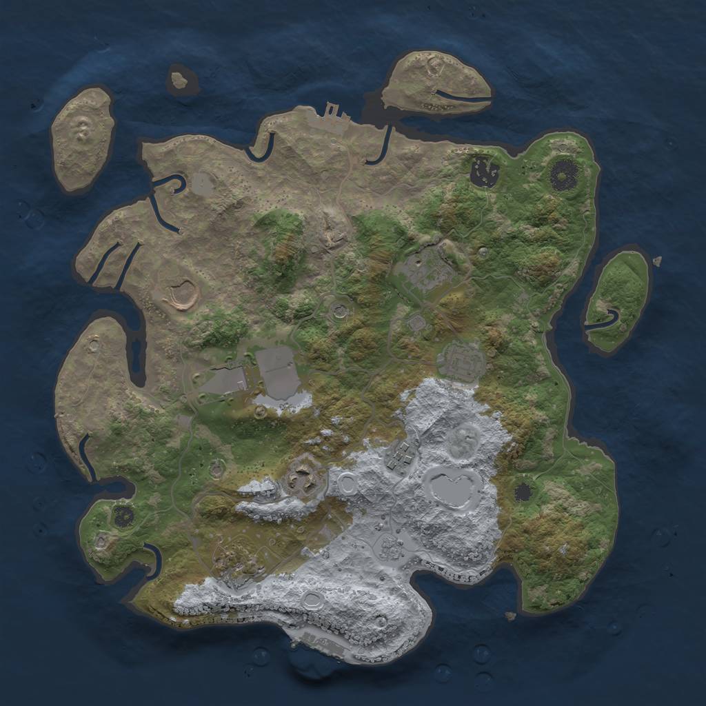 Rust Map: Procedural Map, Size: 3500, Seed: 131854, 15 Monuments