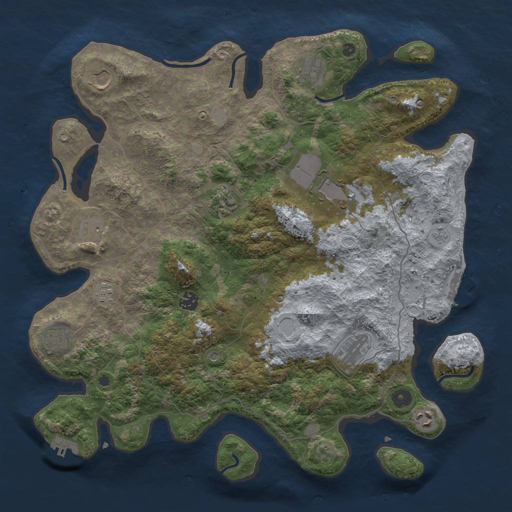 Rust Map: Procedural Map, Size: 4000, Seed: 448372155, 19 Monuments
