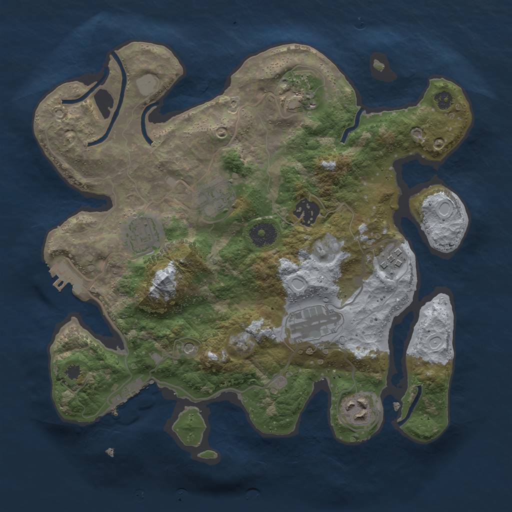 Rust Map: Procedural Map, Size: 3000, Seed: 50009, 15 Monuments