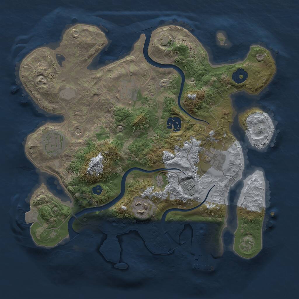 Rust Map: Procedural Map, Size: 3000, Seed: 50009, 10 Monuments