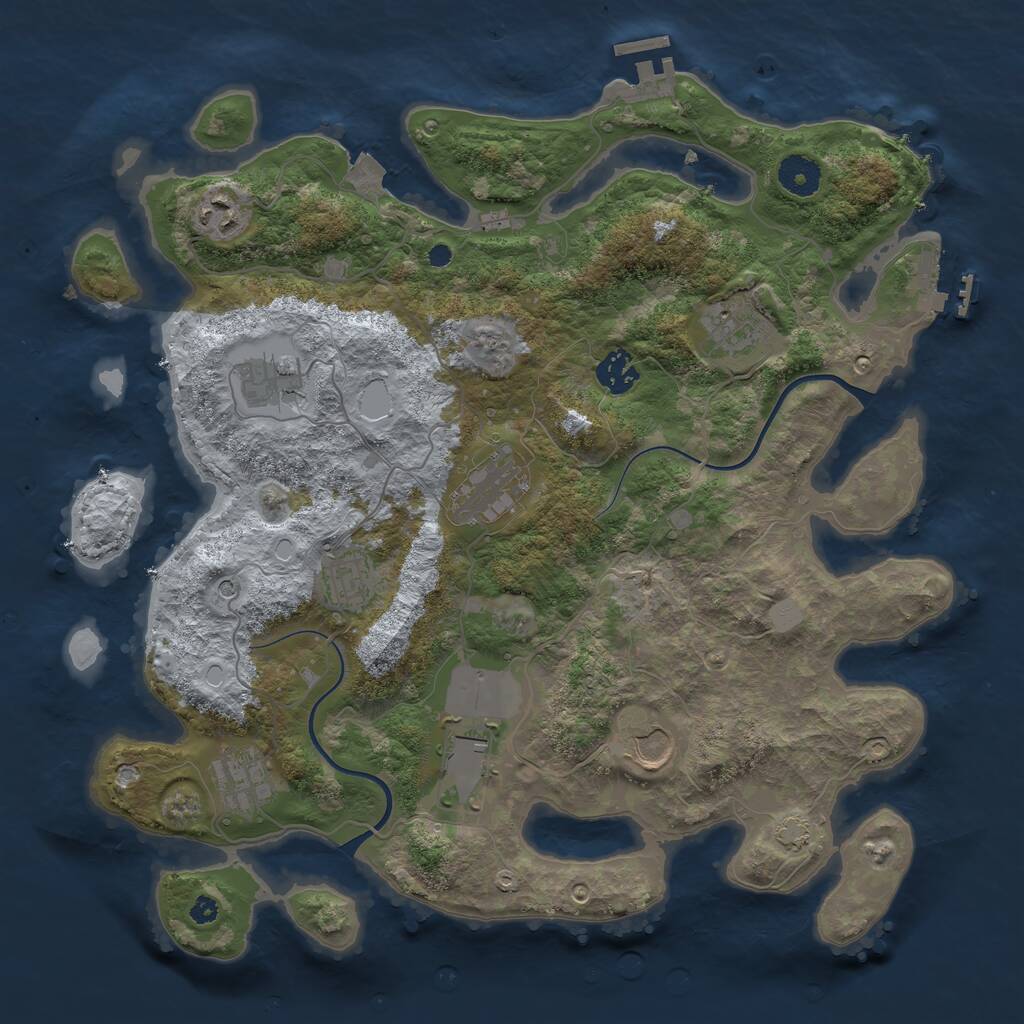 Rust Map: Procedural Map, Size: 3700, Seed: 65461, 14 Monuments