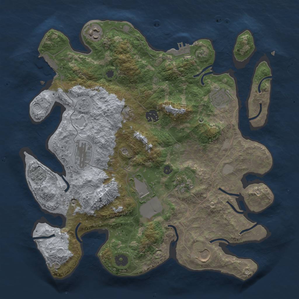 Rust Map: Procedural Map, Size: 3500, Seed: 608402605, 17 Monuments