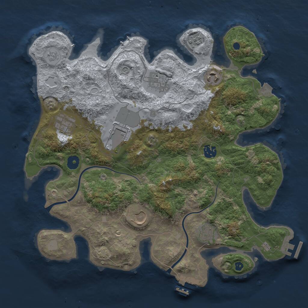 Rust Map: Procedural Map, Size: 3500, Seed: 55825747, 14 Monuments