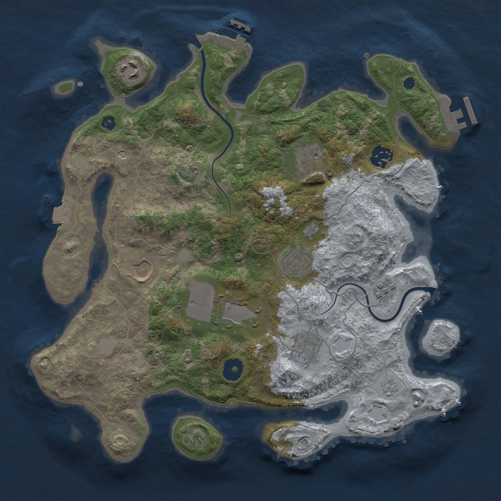 Rust Map: Procedural Map, Size: 3500, Seed: 19577, 14 Monuments