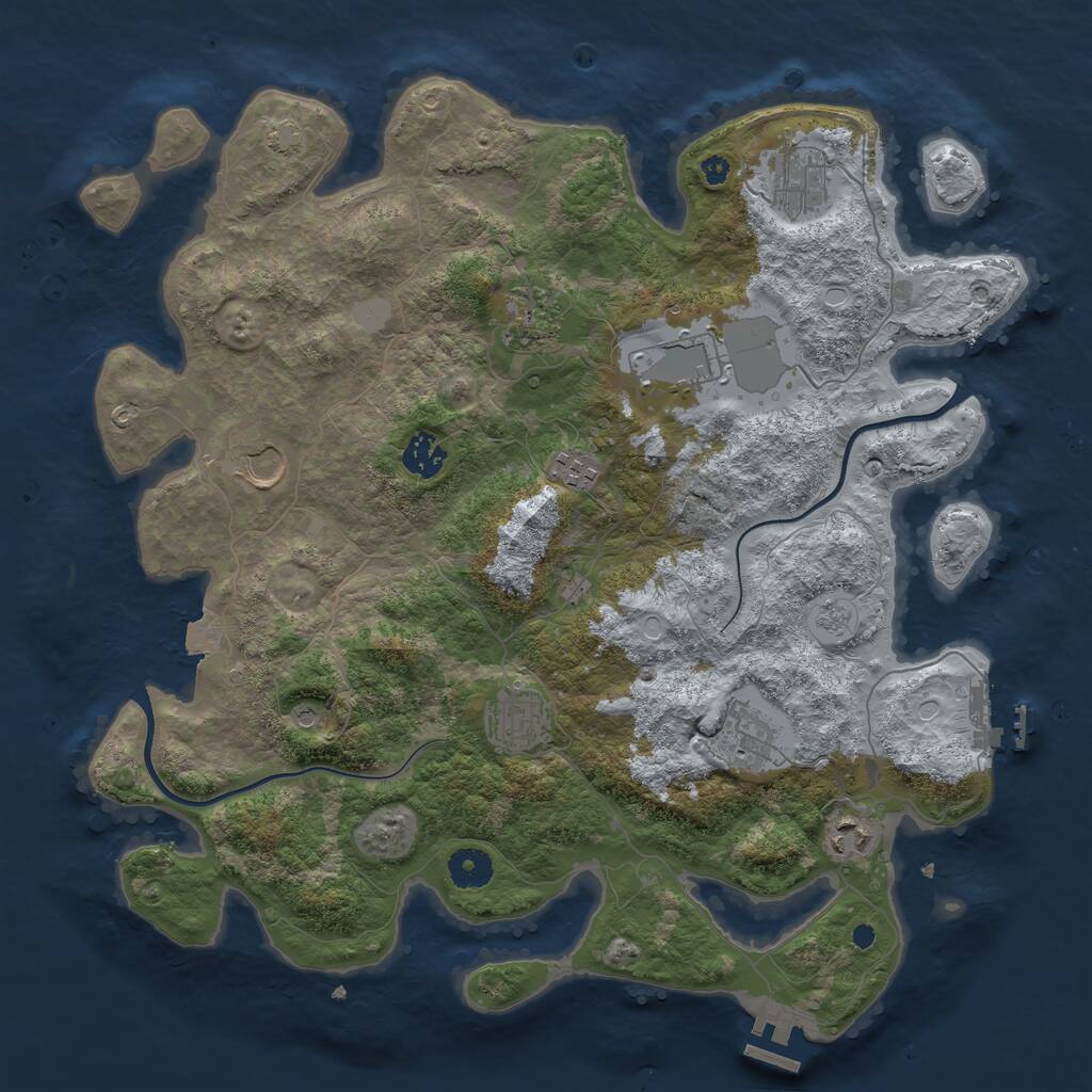 Rust Map: Procedural Map, Size: 3850, Seed: 51737828, 15 Monuments