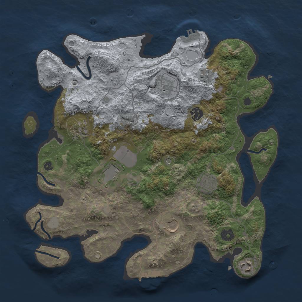 Rust Map: Procedural Map, Size: 3500, Seed: 29622480, 15 Monuments