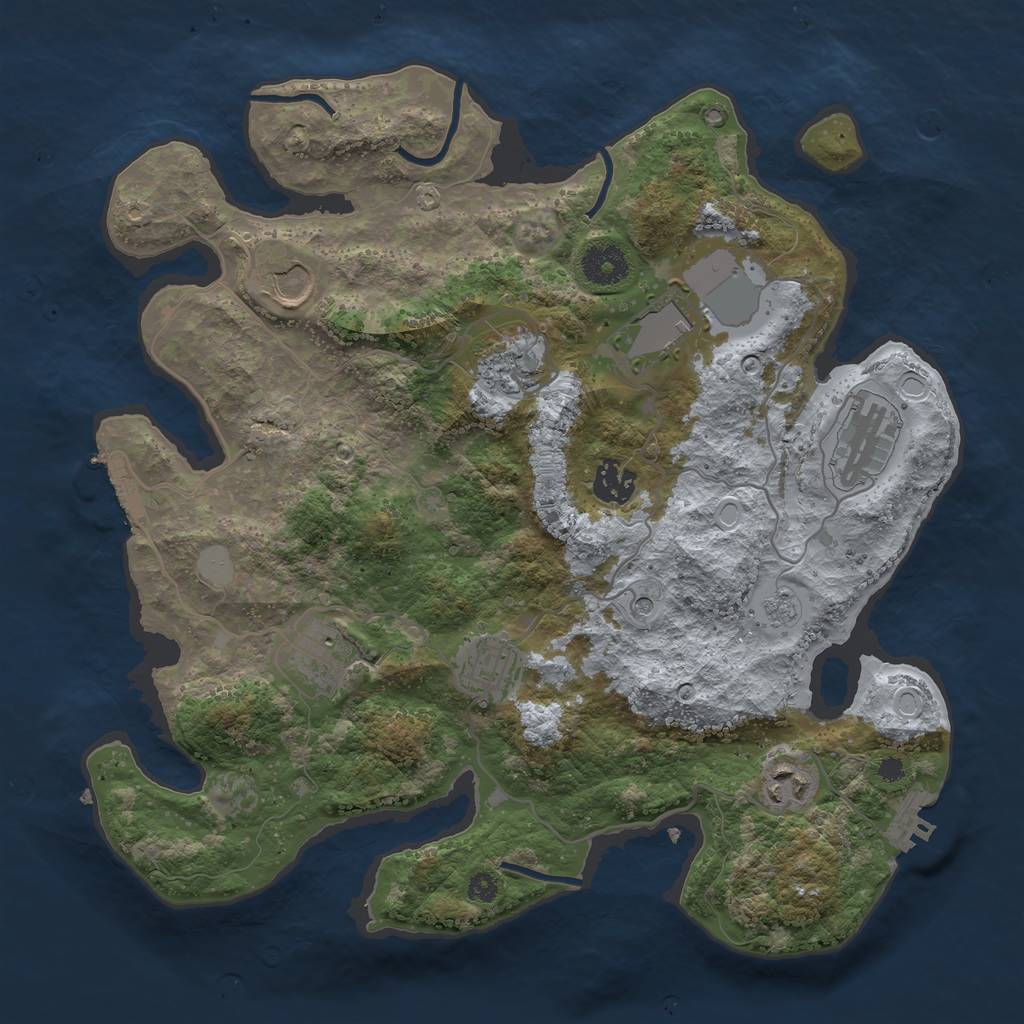 Rust Map: Procedural Map, Size: 3500, Seed: 34564, 17 Monuments