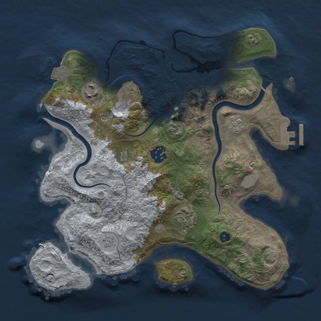 Rust Map: Procedural Map, Size: 3025, Seed: 2104457150, 10 Monuments