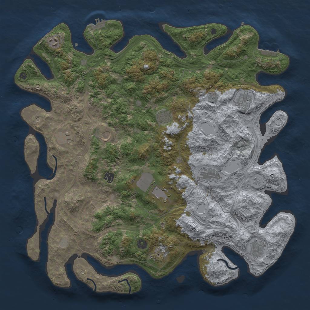 Rust Map: Procedural Map, Size: 4500, Seed: 874837751, 20 Monuments