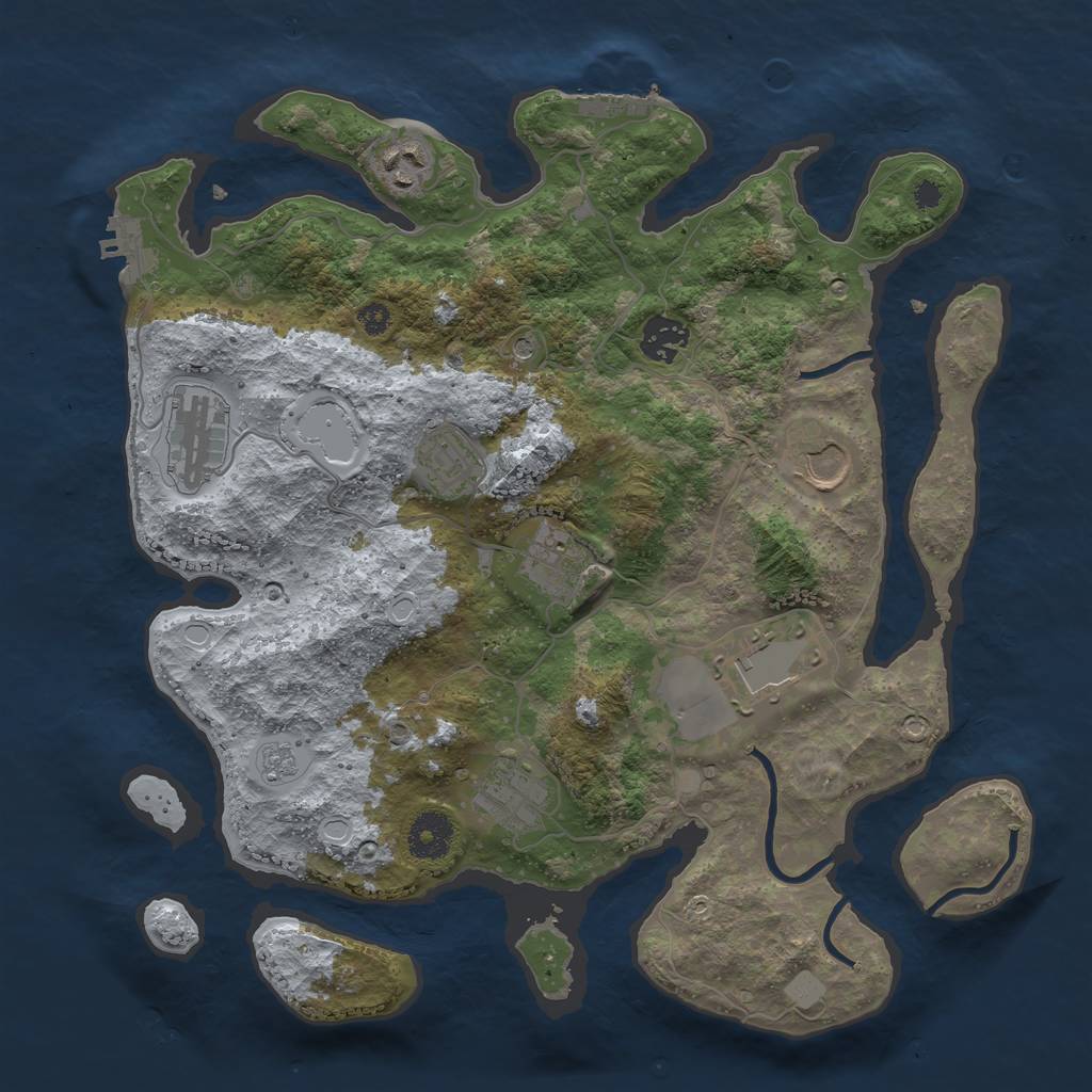 Rust Map: Procedural Map, Size: 3500, Seed: 124793, 17 Monuments