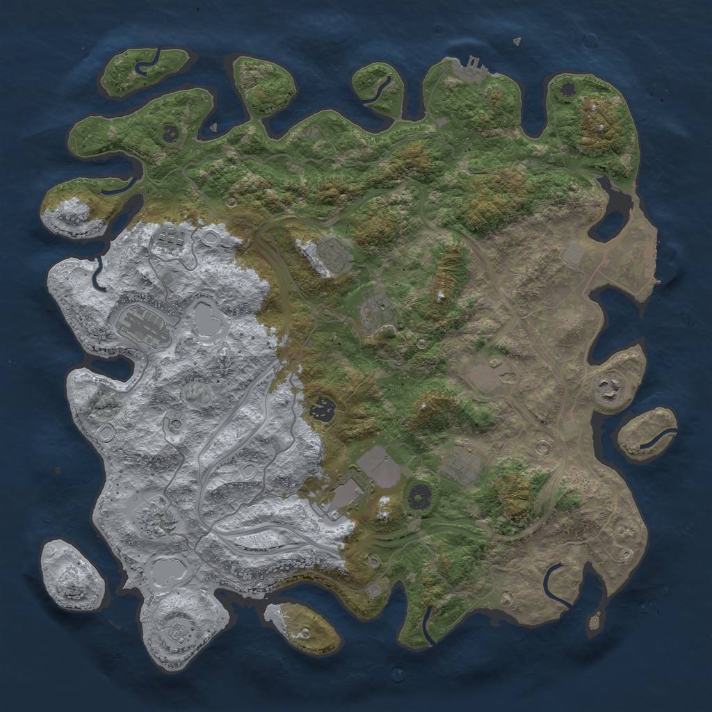 Rust Map: Procedural Map, Size: 4300, Seed: 91827355, 19 Monuments