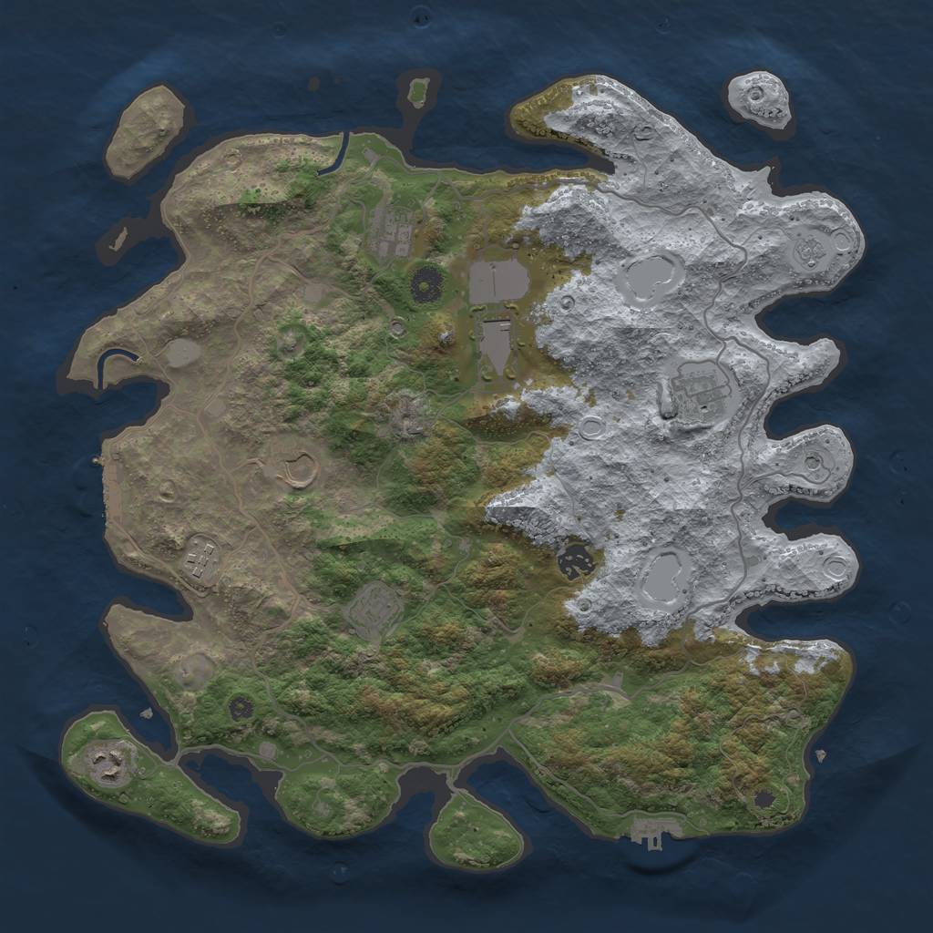 Rust Map: Procedural Map, Size: 4000, Seed: 874677287, 17 Monuments