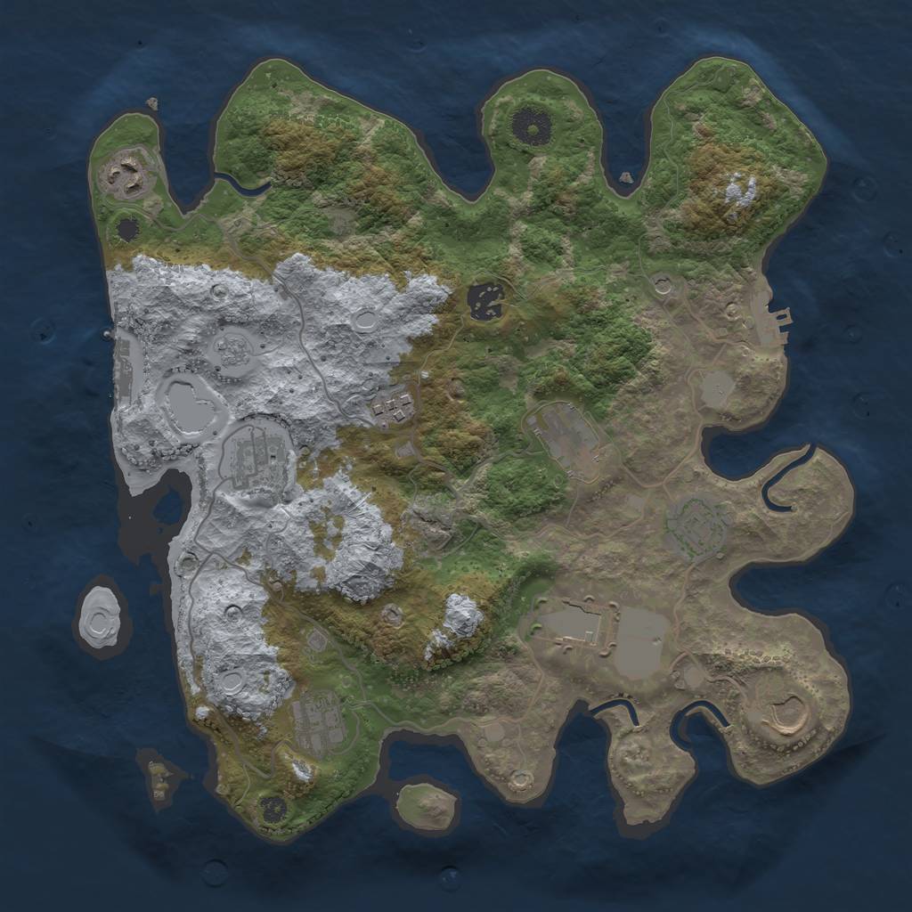 Rust Map: Procedural Map, Size: 3500, Seed: 167254, 18 Monuments