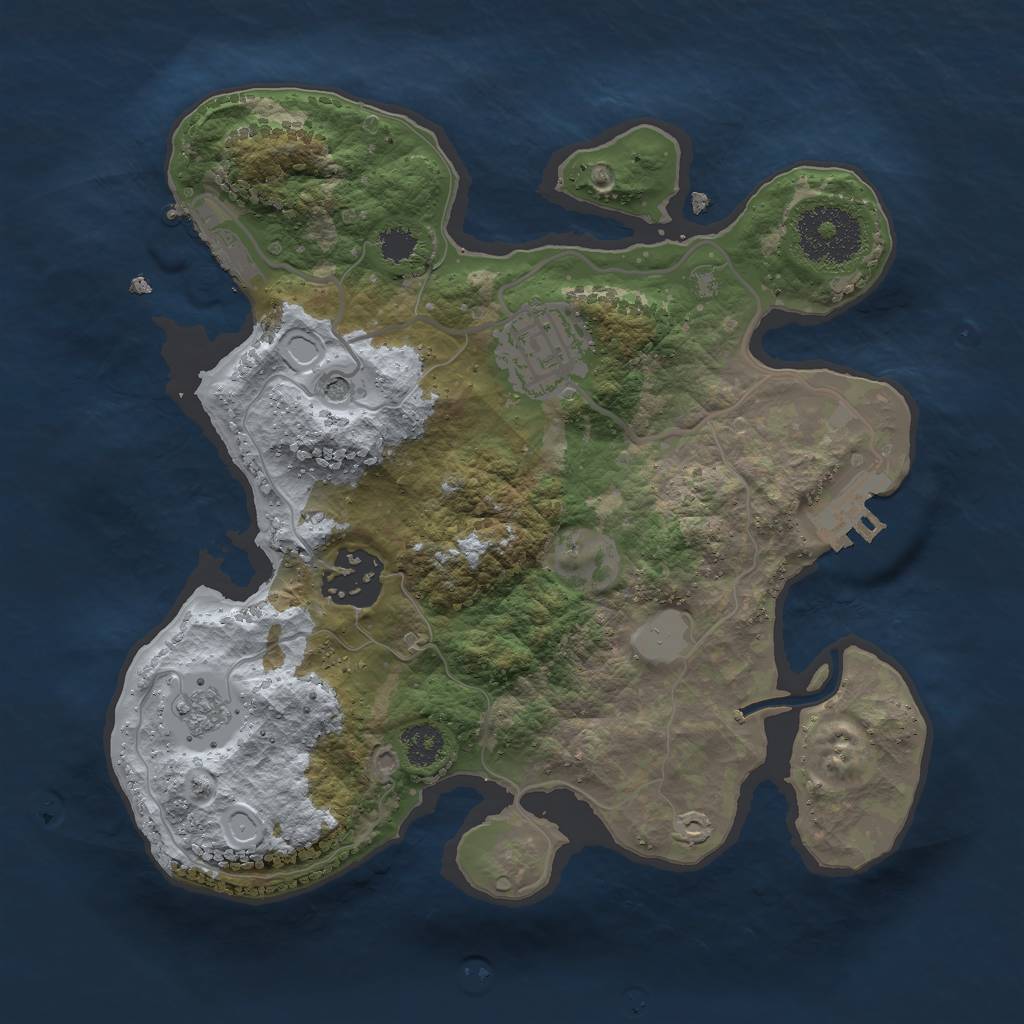 Rust Map: Procedural Map, Size: 2500, Seed: 1174800382, 11 Monuments