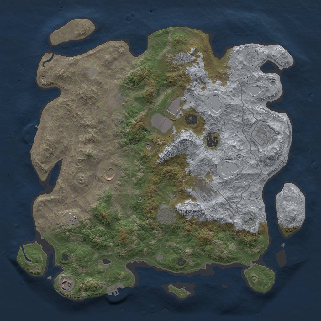 Rust Map: Procedural Map, Size: 4000, Seed: 6137137, 19 Monuments