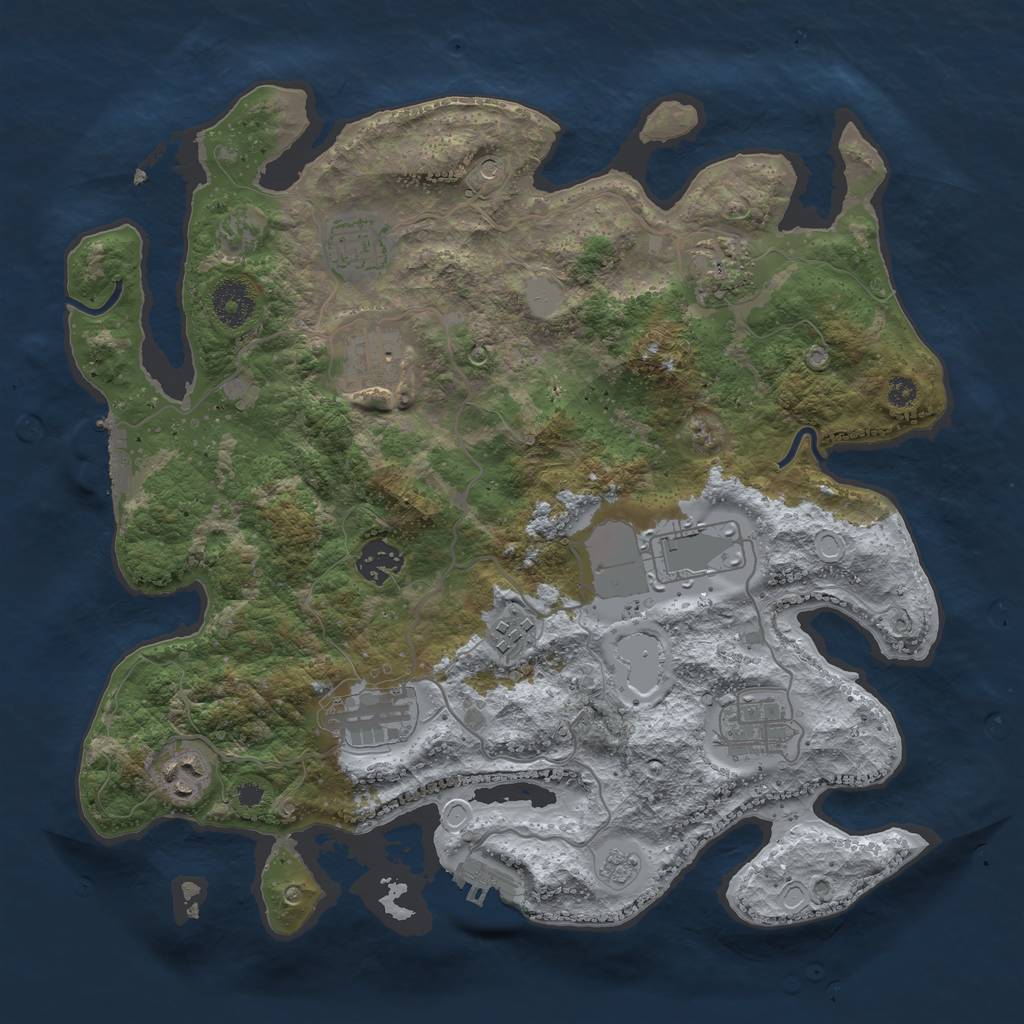 Rust Map: Procedural Map, Size: 3500, Seed: 897754124, 16 Monuments
