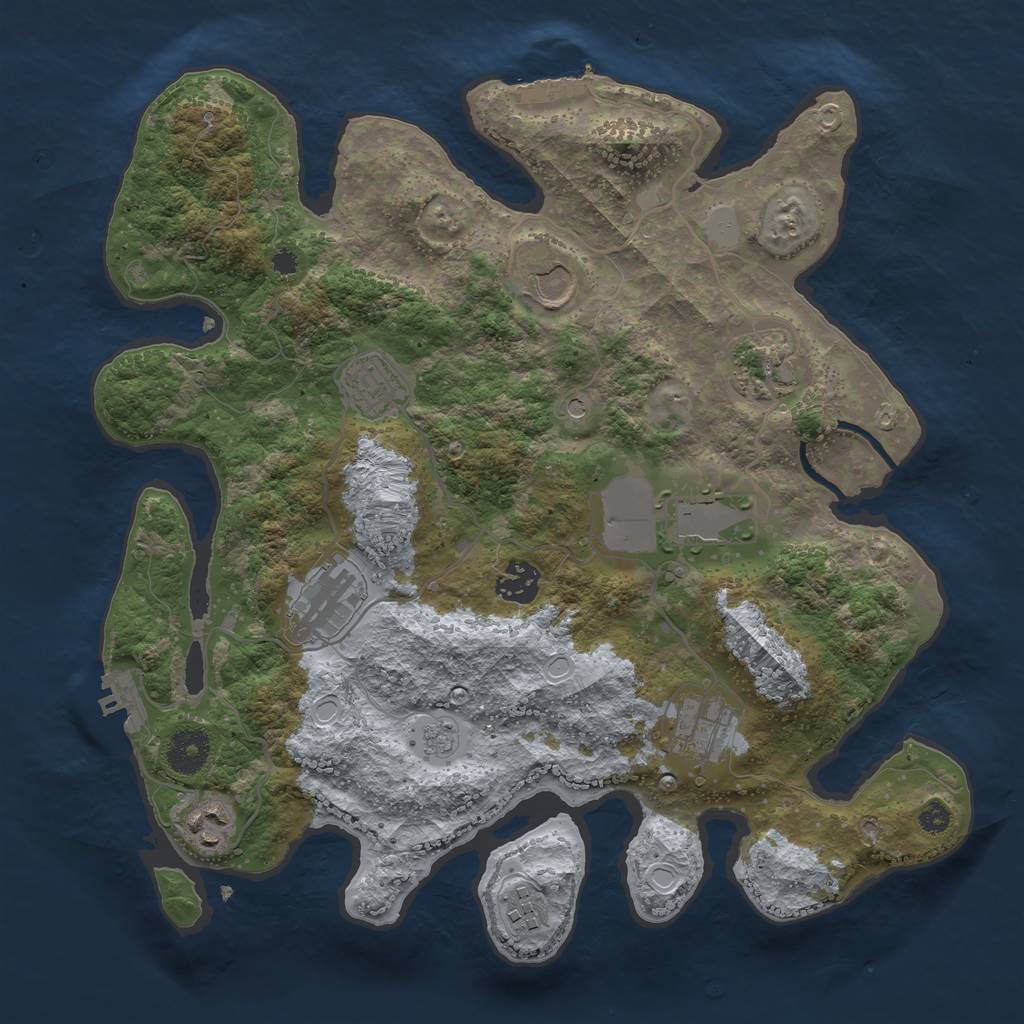 Rust Map: Procedural Map, Size: 3500, Seed: 500571948, 18 Monuments