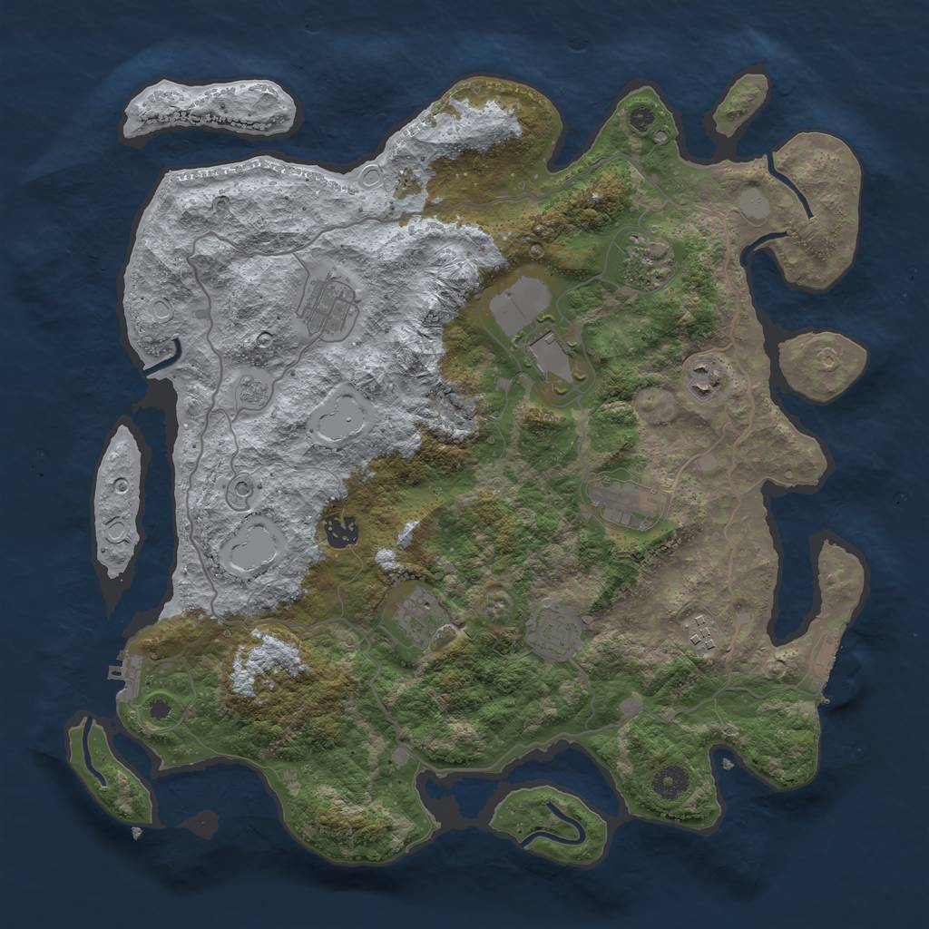 Rust Map: Procedural Map, Size: 4000, Seed: 829635378, 18 Monuments