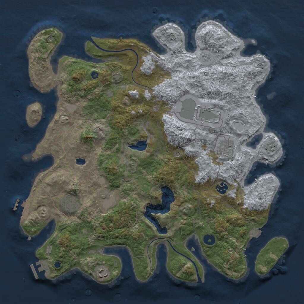 Rust Map: Procedural Map, Size: 4000, Seed: 1244775231, 13 Monuments