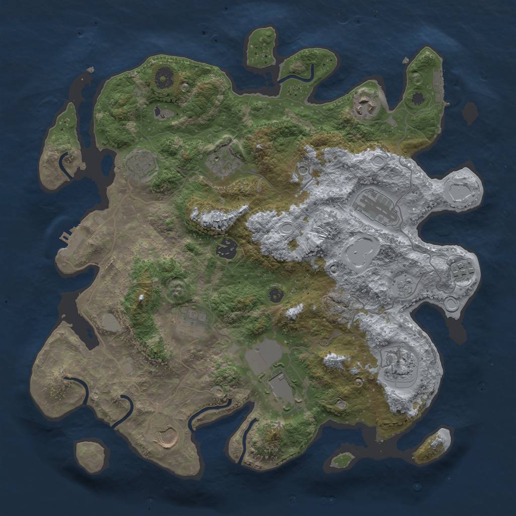 Rust Map: Procedural Map, Size: 3700, Seed: 1448338514, 19 Monuments