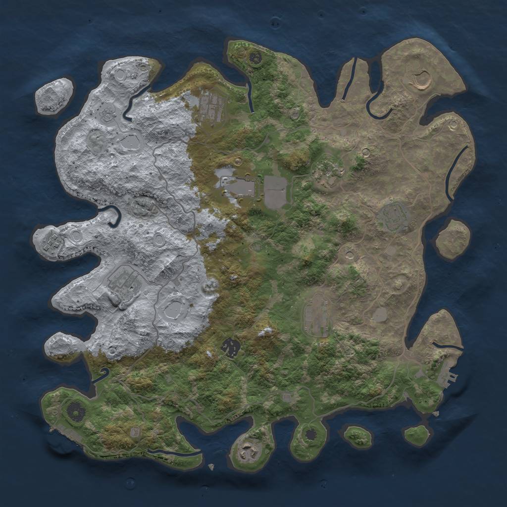 Rust Map: Procedural Map, Size: 4000, Seed: 1928957145, 19 Monuments