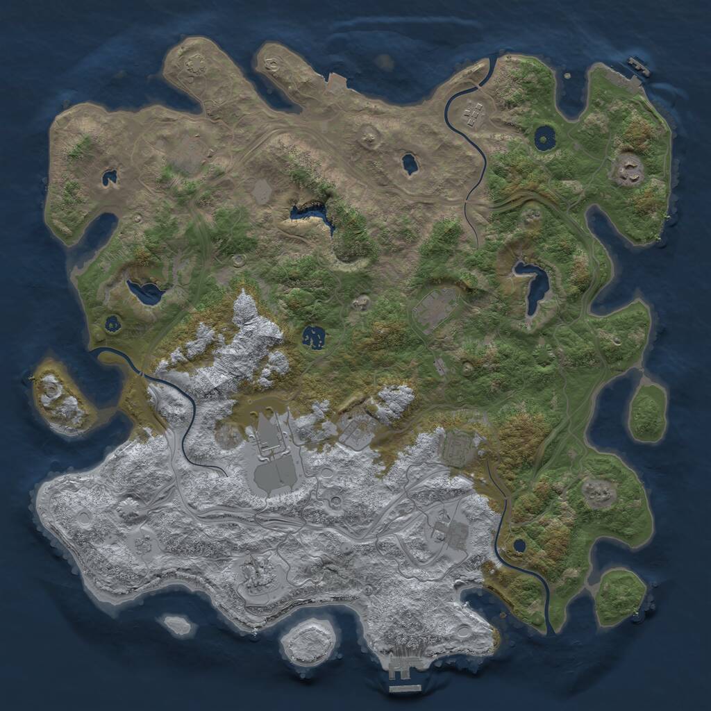 Rust Map: Procedural Map, Size: 4500, Seed: 1918283072, 16 Monuments