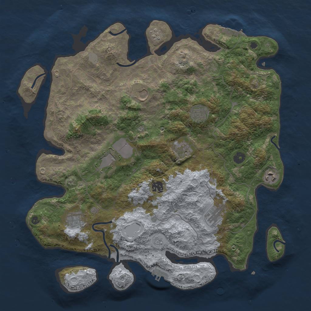 Rust Map: Procedural Map, Size: 4000, Seed: 70218850, 18 Monuments