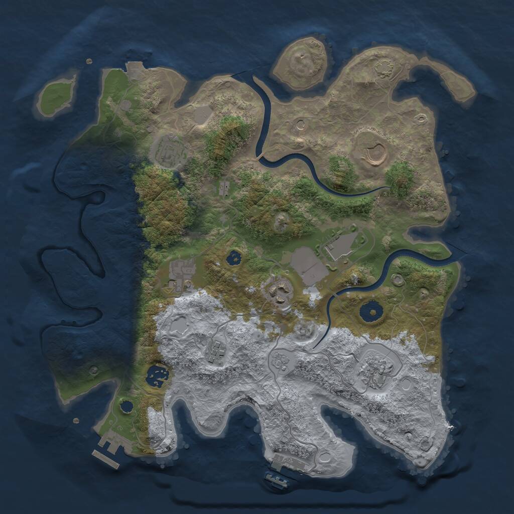 Rust Map: Procedural Map, Size: 3500, Seed: 126939875, 14 Monuments