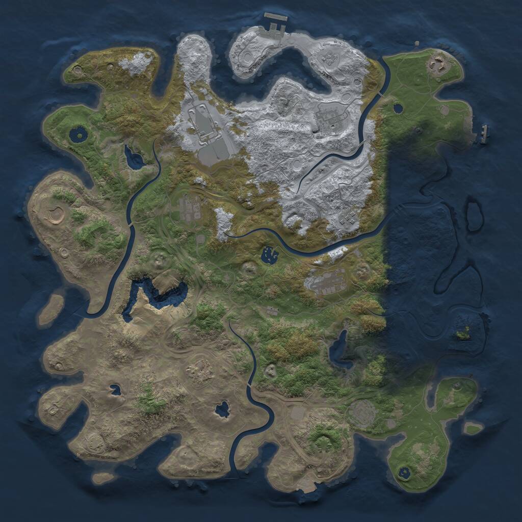 Rust Map: Procedural Map, Size: 4500, Seed: 22102, 16 Monuments
