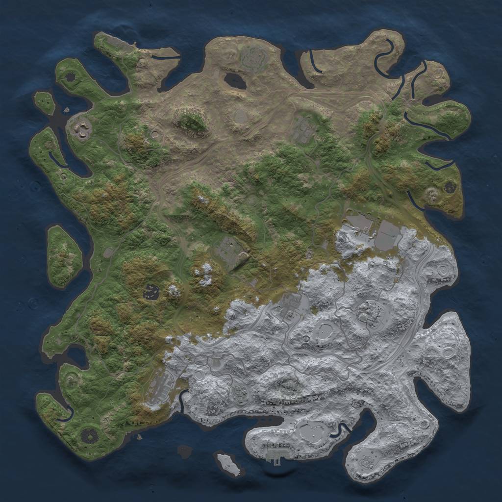Rust Map: Procedural Map, Size: 4500, Seed: 647358, 19 Monuments