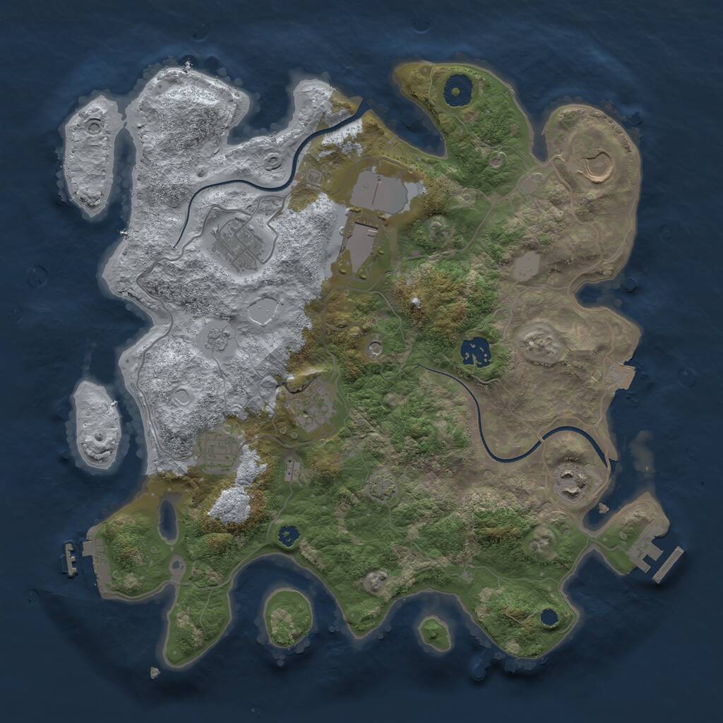 Rust Map: Procedural Map, Size: 3500, Seed: 197908391, 13 Monuments