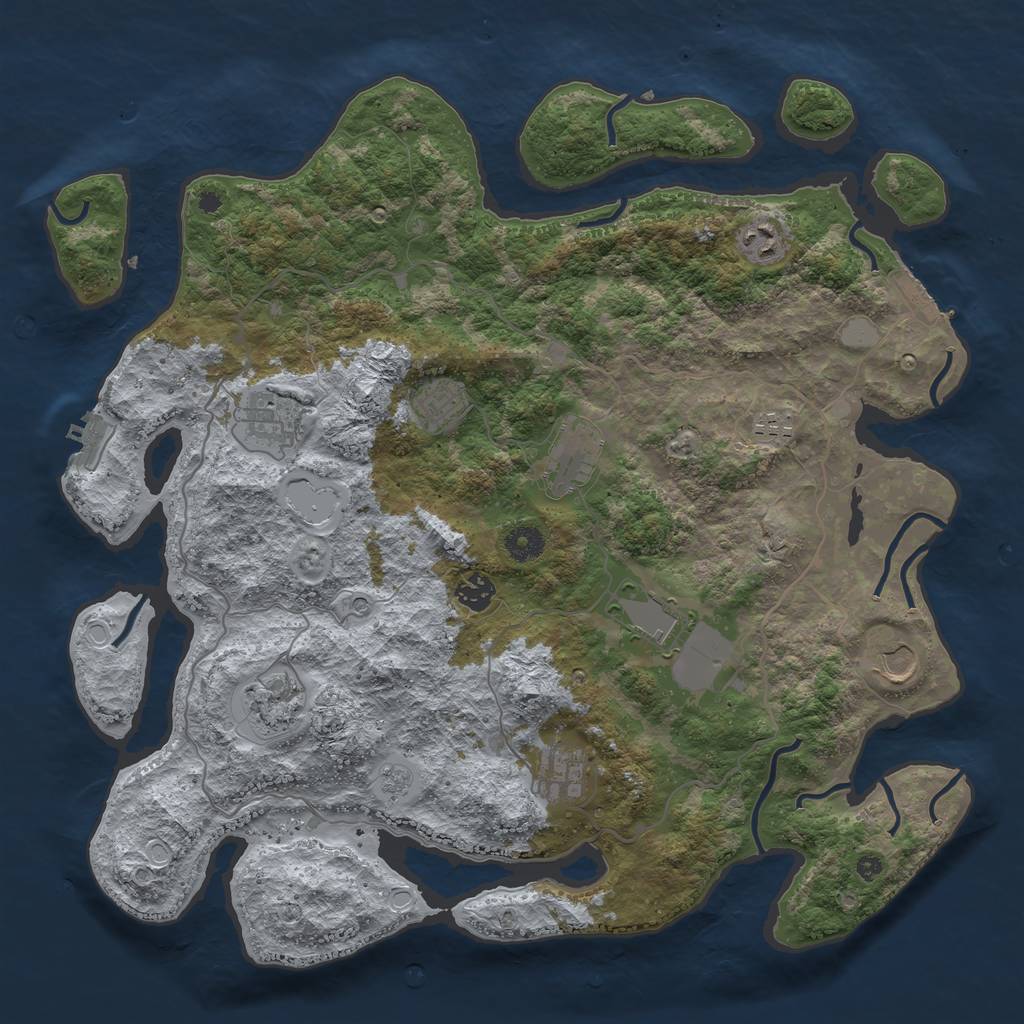 Rust Map: Procedural Map, Size: 4096, Seed: 63666081, 17 Monuments