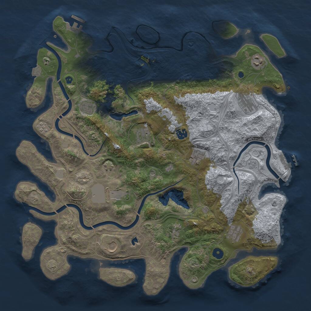 Rust Map: Procedural Map, Size: 4300, Seed: 686160396, 17 Monuments