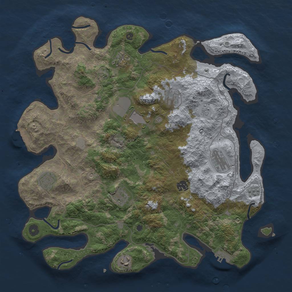 Rust Map: Procedural Map, Size: 4000, Seed: 1928, 18 Monuments