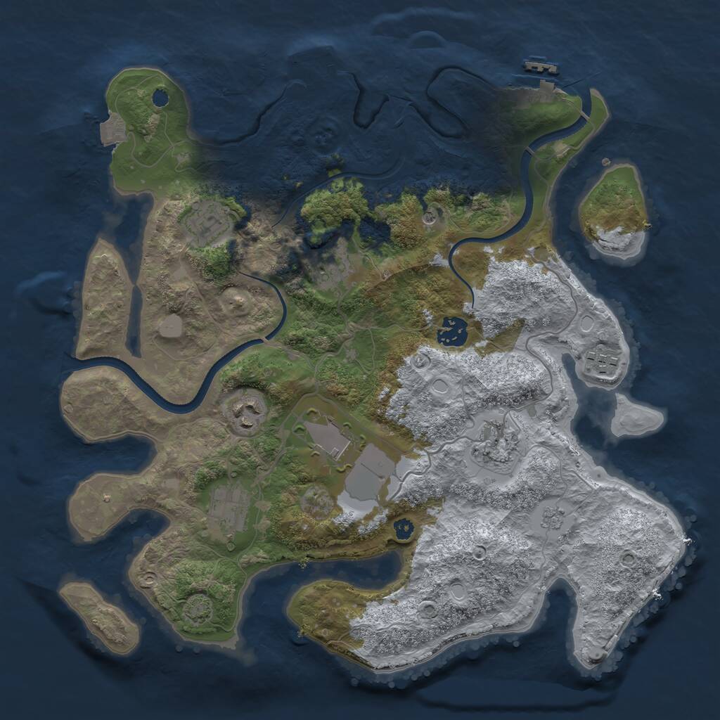 Rust Map: Procedural Map, Size: 3500, Seed: 378718987, 14 Monuments