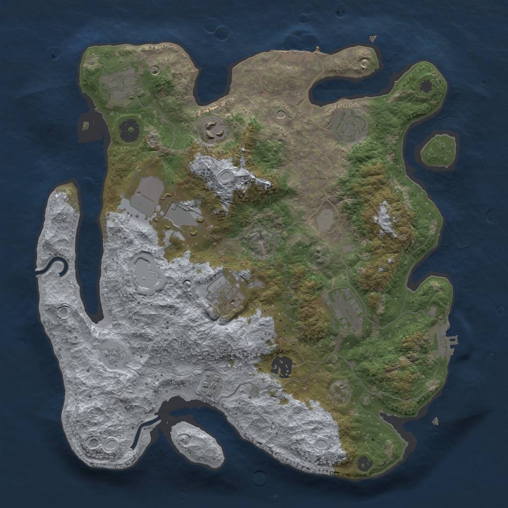 Rust Map: Procedural Map, Size: 3500, Seed: 750343277, 17 Monuments