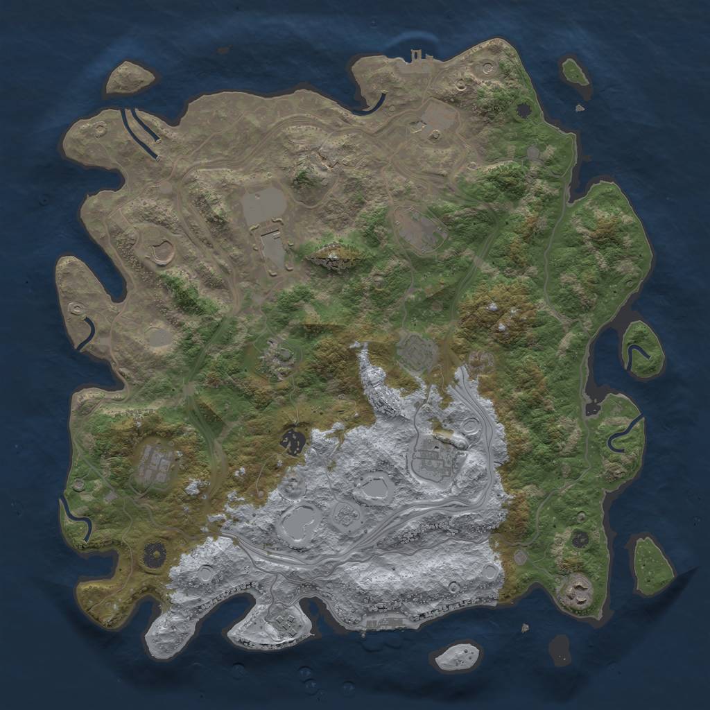 Rust Map: Procedural Map, Size: 4250, Seed: 2075405200, 20 Monuments