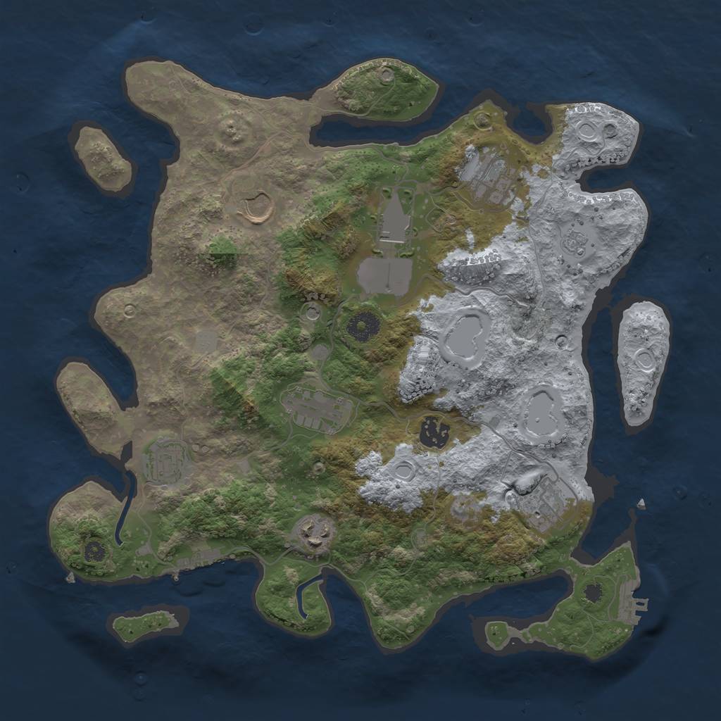 Rust Map: Procedural Map, Size: 3500, Seed: 2035256560, 17 Monuments