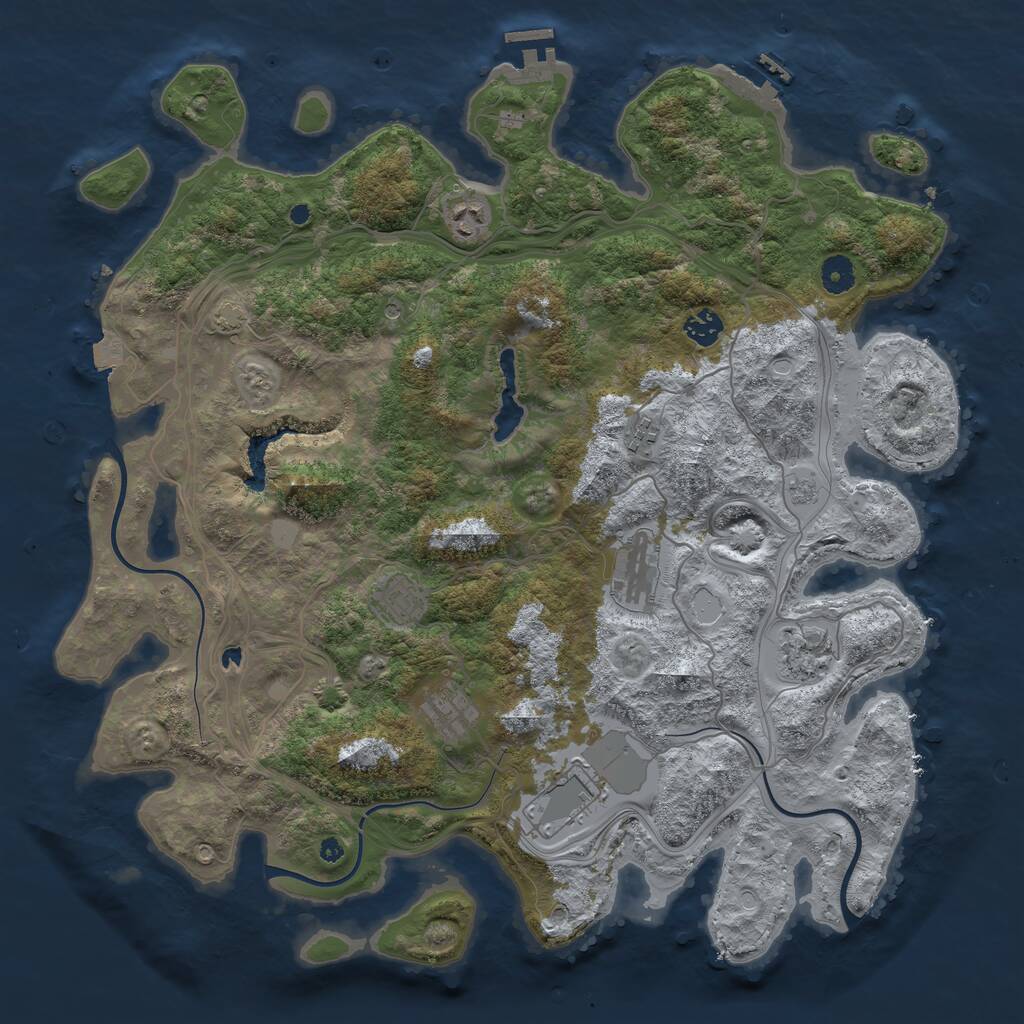 Rust Map: Procedural Map, Size: 4250, Seed: 2105720301, 14 Monuments