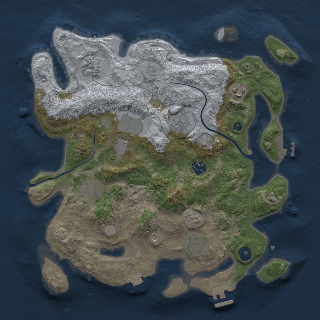 Rust Map: Procedural Map, Size: 3500, Seed: 145095410, 13 Monuments