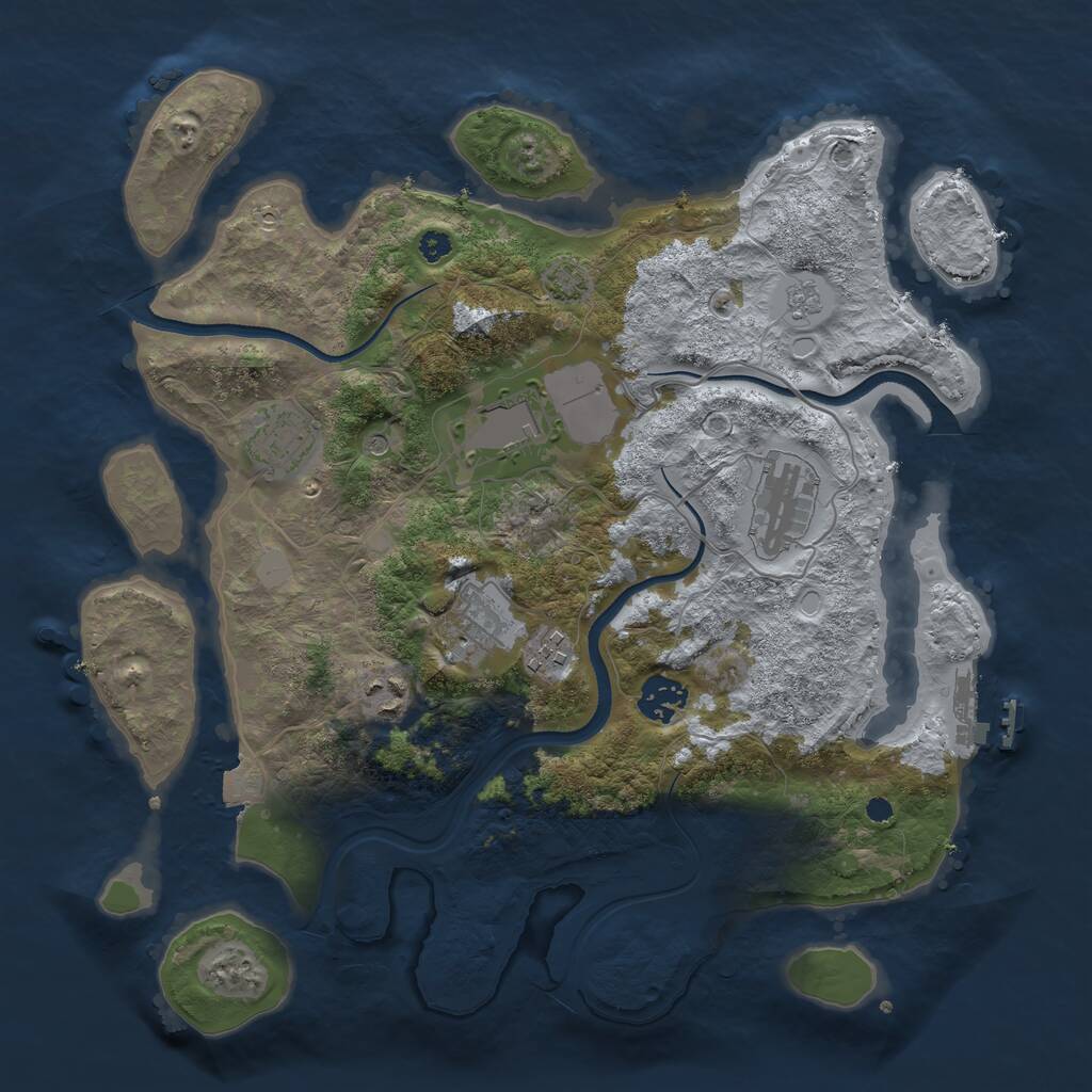 Rust Map: Procedural Map, Size: 3500, Seed: 1990286579, 12 Monuments