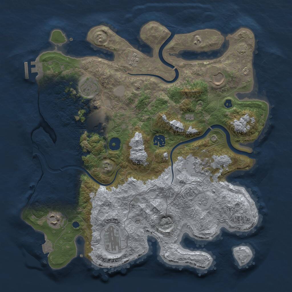 Rust Map: Procedural Map, Size: 3500, Seed: 945532659, 13 Monuments