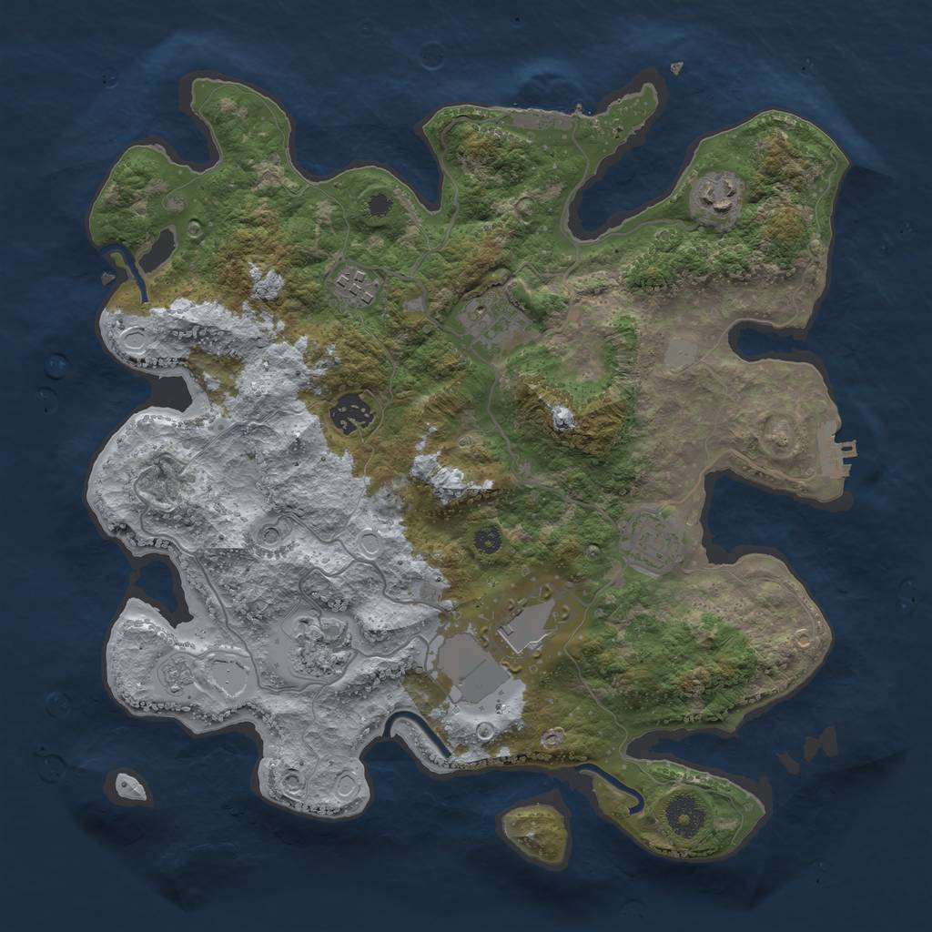 Rust Map: Procedural Map, Size: 3500, Seed: 31131, 16 Monuments
