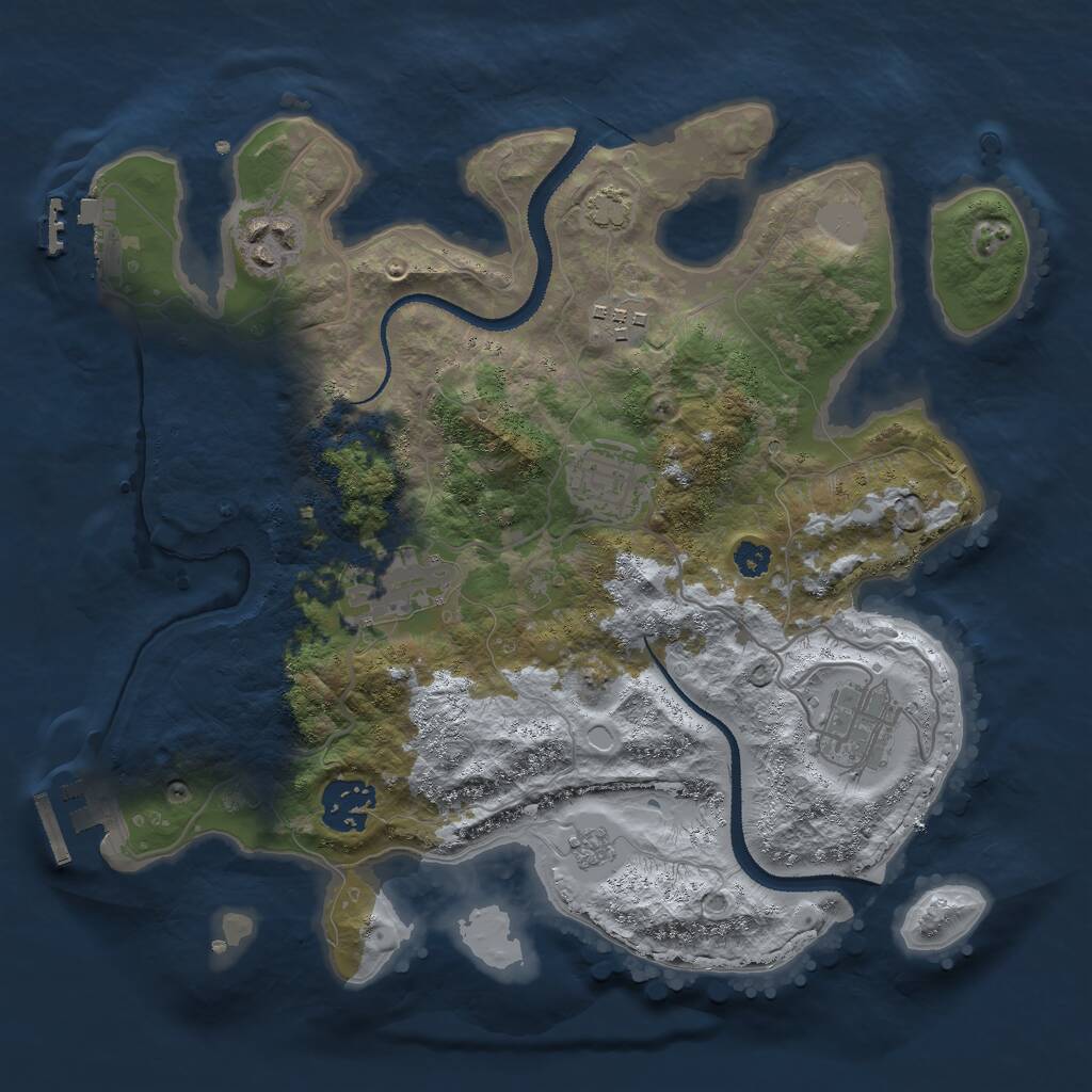 Rust Map: Procedural Map, Size: 3000, Seed: 897754124, 11 Monuments